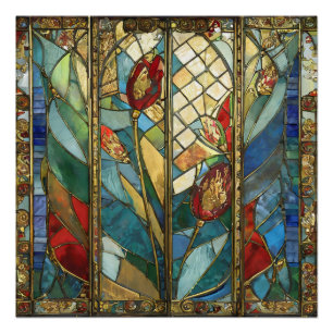 Pôster Vidro Vermelho Chefe Poppies no nascer do Sol