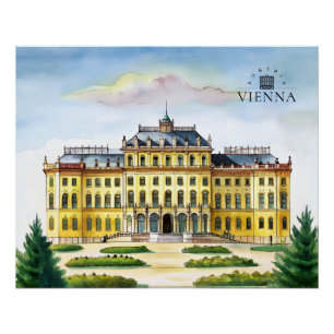 Pôster Viena Áustria Aquarela Cidade Memória de Viagem