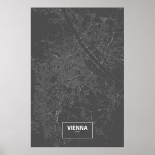 Pôster Viena, Áustria (branco a preto)