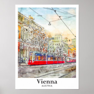 Poster Viena Áustria Desenho Da Mão De Desenho Por Aquare