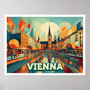 Poster Viena Áustria Viagem artística colorido