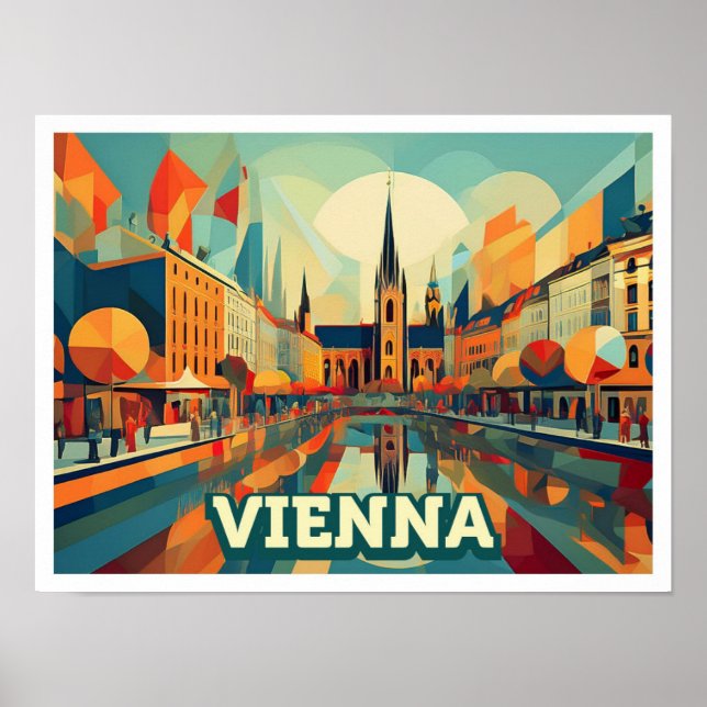 Poster Viena Áustria Viagem artística colorido (Frente)