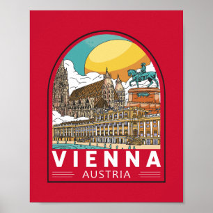 Poster Viena Áustria - Viagem Retro Emblem