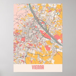 Poster Viena - Mapa da Cidade do Chalk na Áustria