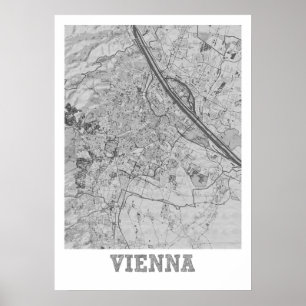 Poster Viena - Mapa da Cidade do Lápis da Áustria