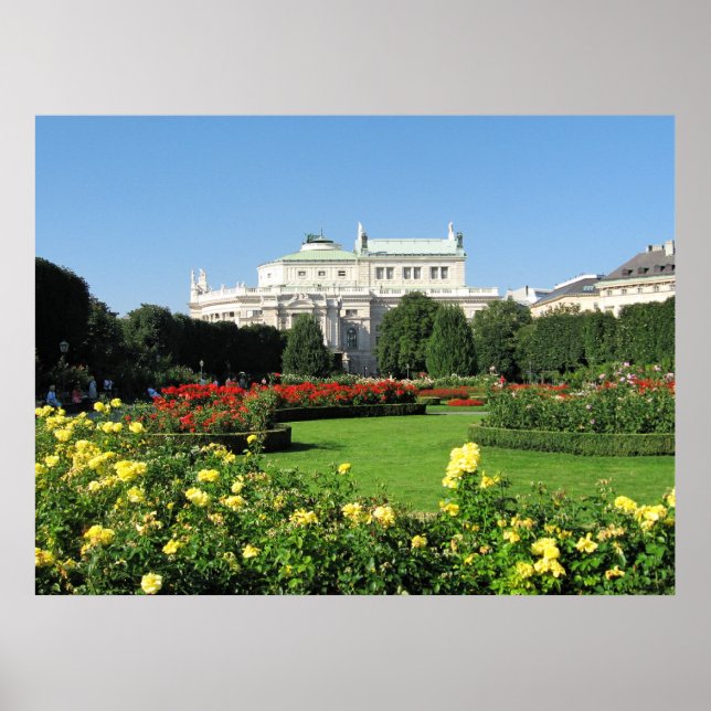 Poster Viena - Volksgarten com Rosas (Frente)