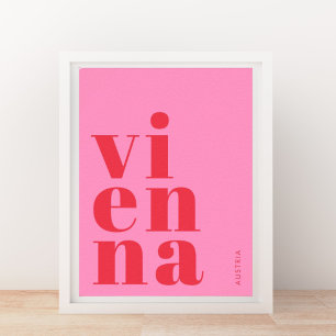 Poster Viena Wien Áustria tipografia rosa Cartaz