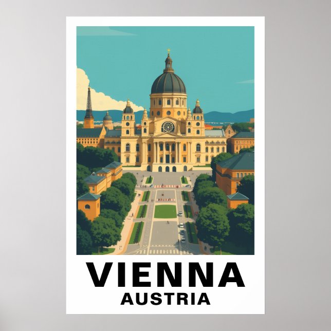 Poster Vienna Austria Vintage Travel Baroque Art Print (Frente)