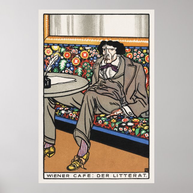 Poster Viennese Café: O Homem de Letras de Moriz Jung (Frente)