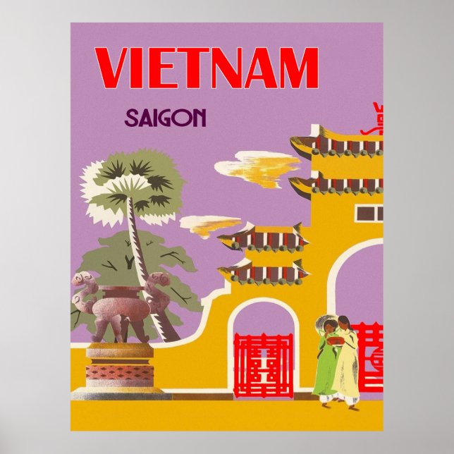 Poster Vietnã, cidade de Saigon, viagem vintage (Frente)
