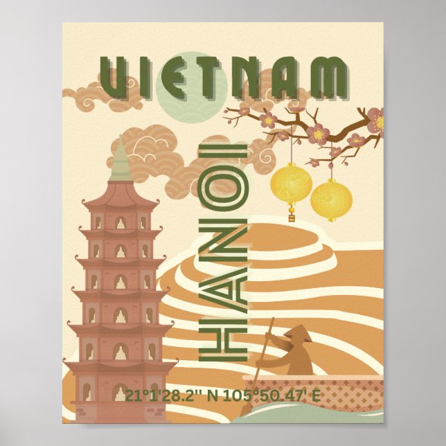 Poster Vietnam Viagem Art, Vintage (Frente)