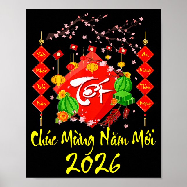 Poster Vietnamese Lunar New Year 2026 Tet Viet Chuc Mung  (Frente)