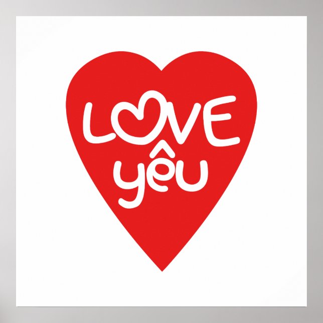 Poster Vietnamese Valentine ♥ Love Yêu ♥ Asian Wordplay (Frente)