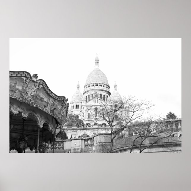 Poster Vieux cenusel Sacré-Coeur de Montmartre Paris (Frente)