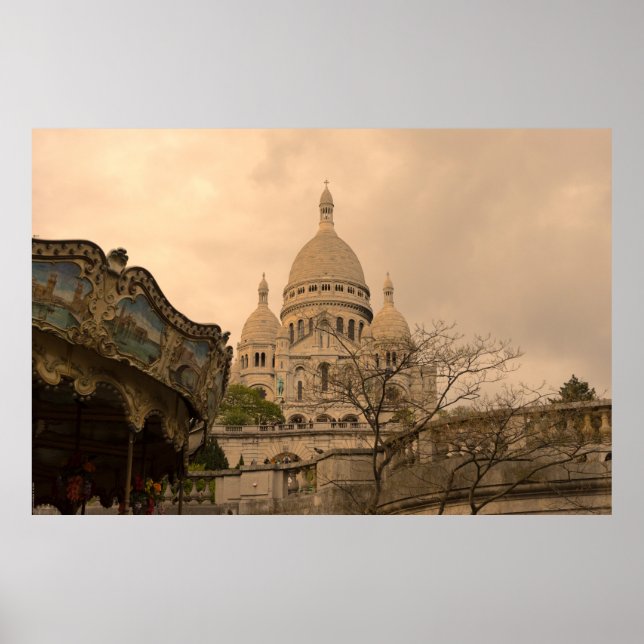 Poster Vieux cenusel Sacré-Coeur de Montmartre Paris (Frente)