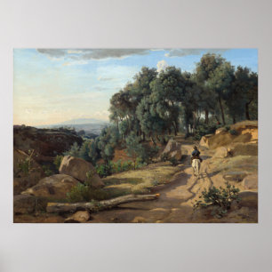 Poster View near Volterra - Jean-Baptiste- Corot Fine Art