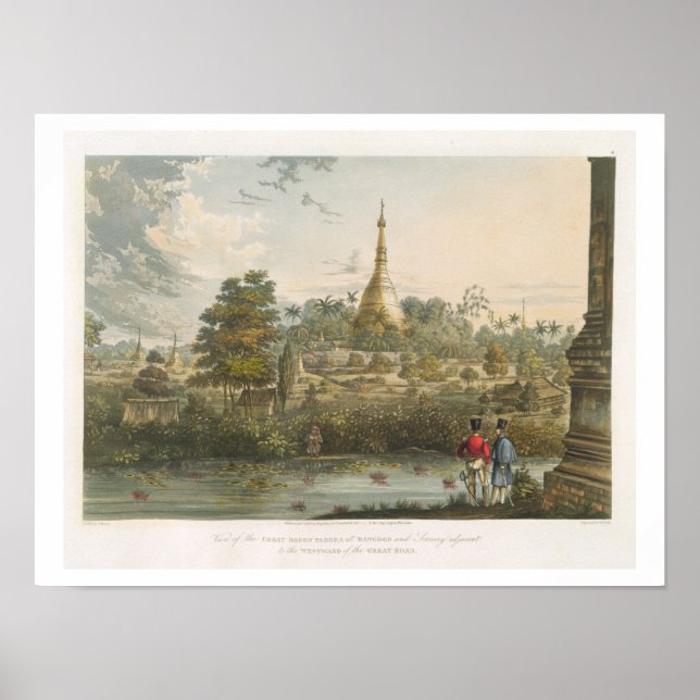 Poster View of the Great Dagon Pagoda at Rangoon from the (Frente)