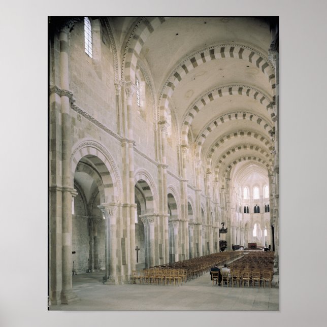 Poster View of the interior of the nave, 12th century (Frente)