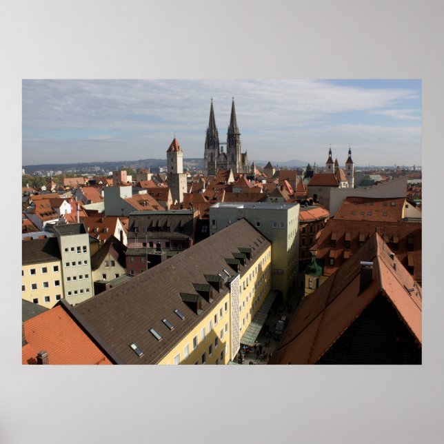 Poster View Over Regensburg, Alemanha (Frente)