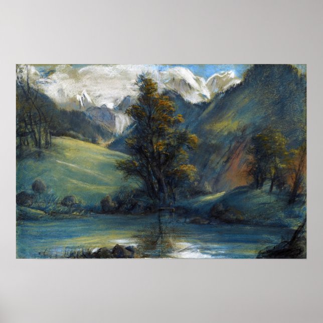 Poster Vigée Le Brun - Lago Challes e Monte Branco (Frente)