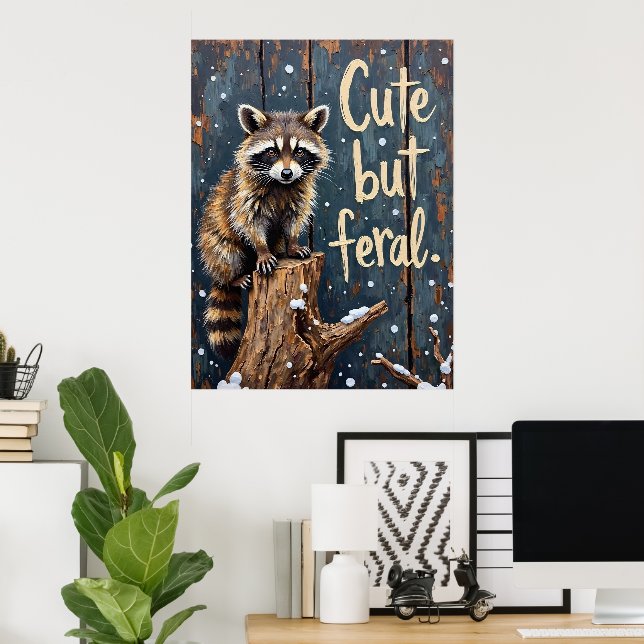 Poster Vigia de inverno: Raccoon no toco (Escritório em casa)