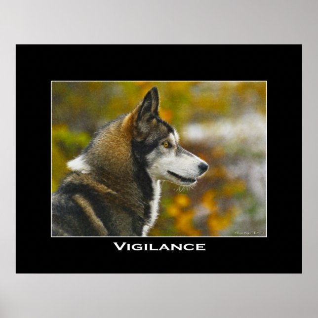 Pôster VIGILANCE Cinza Wolf Art (Frente)