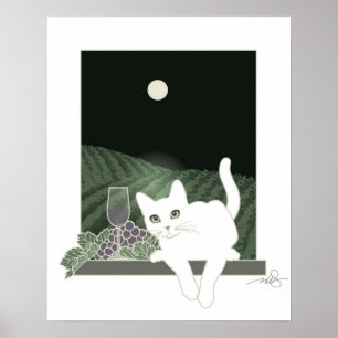 Pôster Vigne, Clair de Lune e Chat Blanc