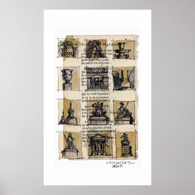 Poster Vignettes No Jardim De Versalhes, França (Frente)