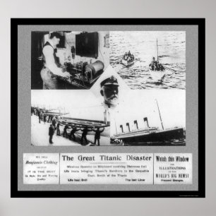 Pôster Vignettes para catástrofes do Titanic 1912