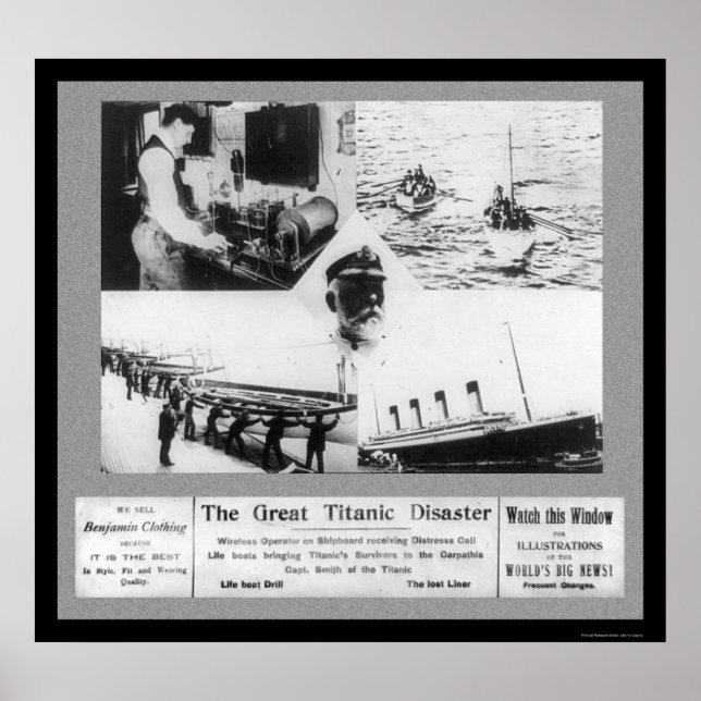 Pôster Vignettes para catástrofes do Titanic 1912 (Frente)