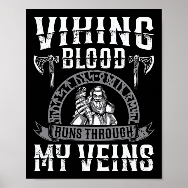 Poster Viking Blood Corre Através Das Minhas Veias Indepe (Frente)