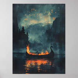 Poster Viking Burial Ship Norse Samhain Halloween