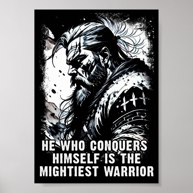 Poster Viking guerreiro Norse Mythology palavras poderosa (Frente)