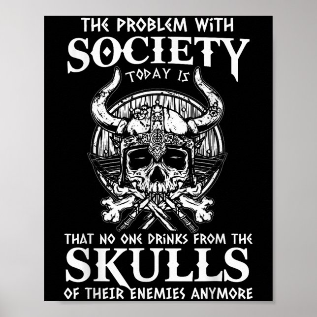Poster Viking Nordic Valhalla Odin Funny Society Problema (Frente)