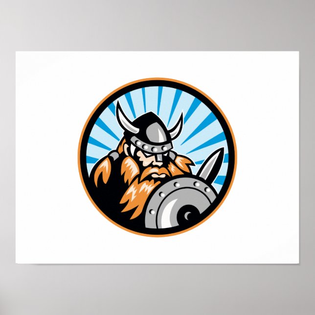 Poster Viking Raider Barbarian Warrior Retro (Frente)