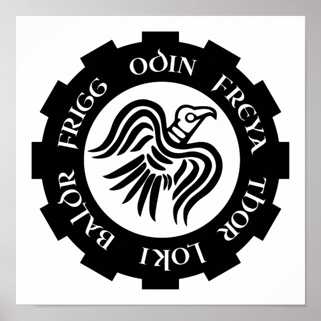 Poster Viking Raven Banner Thor Freya Loki (Frente)