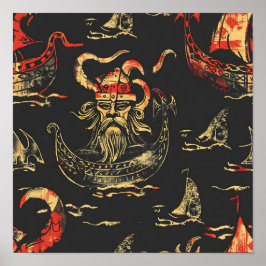 Poster Viking Themed Ocean Scense
