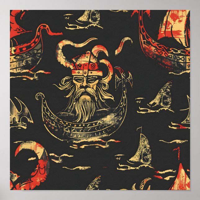 Poster Viking Themed Ocean Scense (Frente)