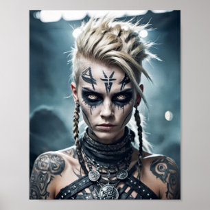 Poster Viktor de uma mulher trabalhadora com tatuagem de