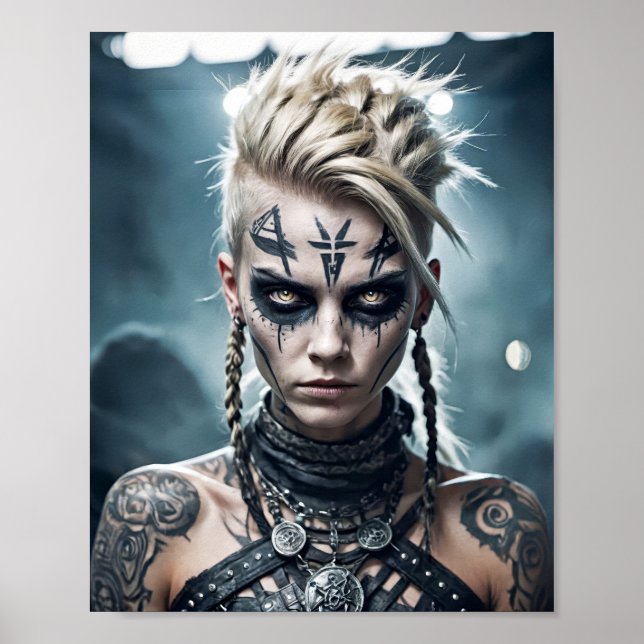 Poster Viktor de uma mulher trabalhadora com tatuagem de  (Frente)
