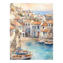 vila boho aquarela mediterrânea
