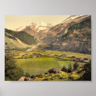 Poster Vila de Kandersteg e de montanha de Blumlisalp