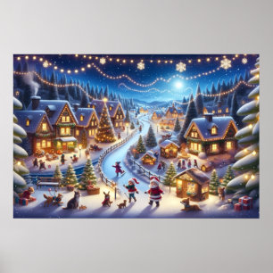 Poster Vila de Natal Festiva de Inverno Noturna