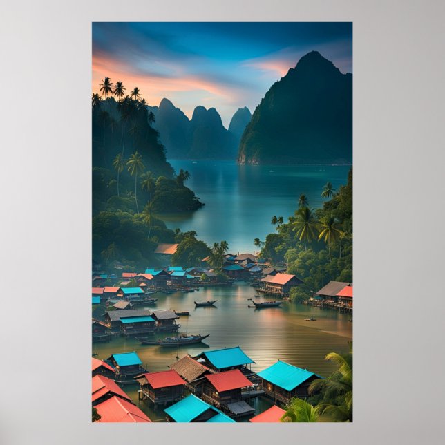 Poster Vila indonésia de pescadores (Frente)