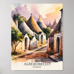 Poster Vila Italiana Trulli Vintage Alberobello Puglia