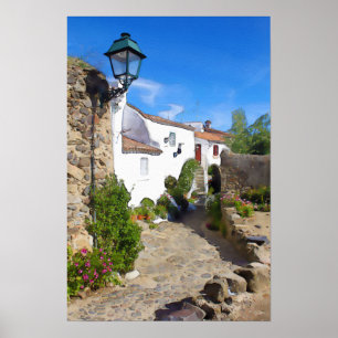 Pôster Vila mediterrânea da aguarela