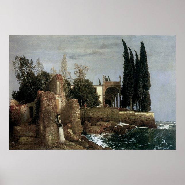 Poster Villa By Sea by Arnold Bocklin, Symbolism Art (Frente)