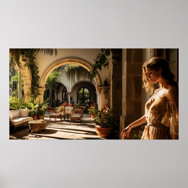 Poster Villa courtyard espanhola de Miami (Frente)