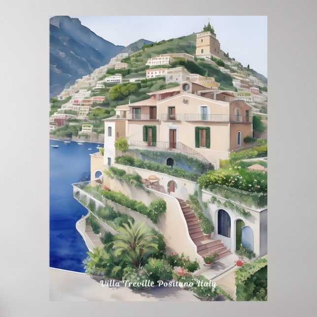 Poster Villa Treville Positano Itália Arte Exclusiva (Frente)
