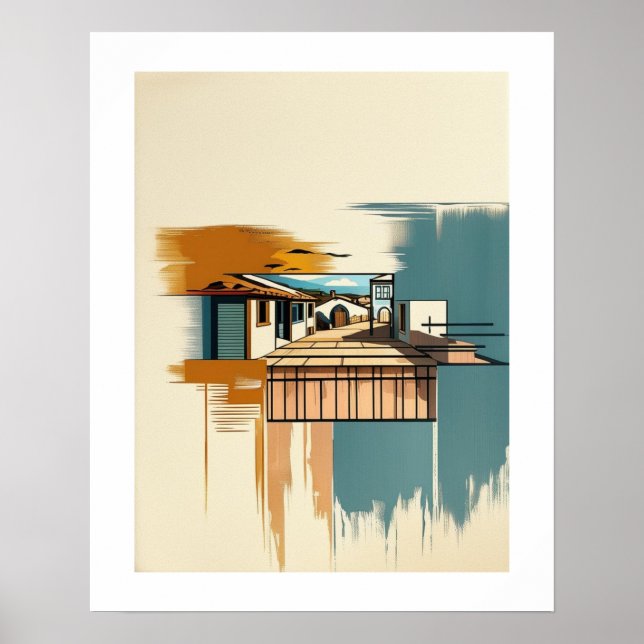 Poster Villa Vintage do Mediterrâneo (Frente)